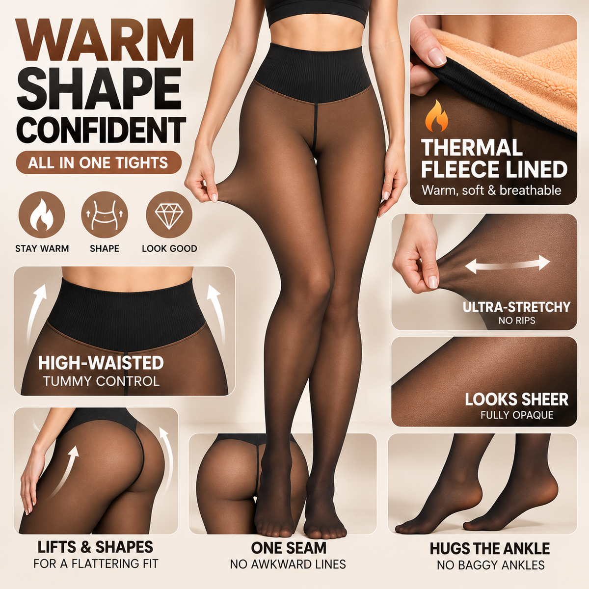 Lightskin Fleece Lined Tights for Women